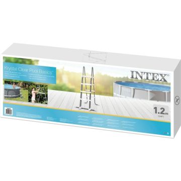 Intex Zwembadladder Krystal Clear Staal 122 Cm Grijs/wit