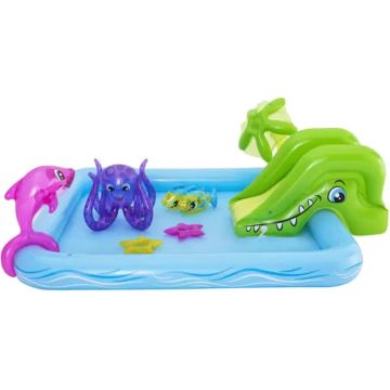 Bestway Kinderzwembad met Glijbaan - Incl. Opblaas Waterspeelgoed - 239 x 206 x 86 CM - 308 L - Waterdieren