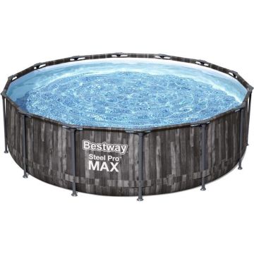 BESTWAY Steel Pro Max rond bovengronds zwembad - Houtdessin - 427 x 107 cm