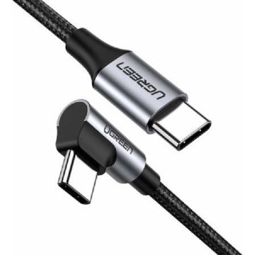 UGREEN USB-C 2.0 Male To Angled USB-C 2.0 Male 3A Data Cable(90°Angle) 0.5m 50122