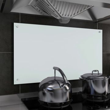 vidaXL Spatscherm keuken 90x50 cm gehard glas wit