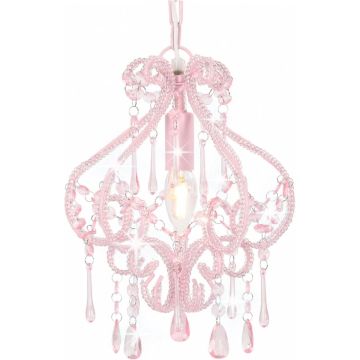vidaXL Plafondlamp met kralen rond E14 roze