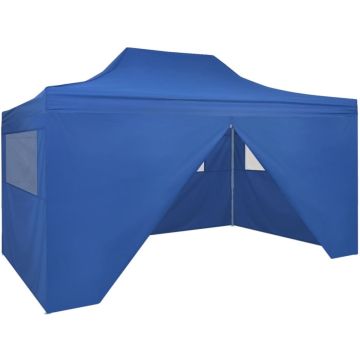 vidaXL Vouwtent pop-up met 4 zijwanden 3x4,5 m blauw