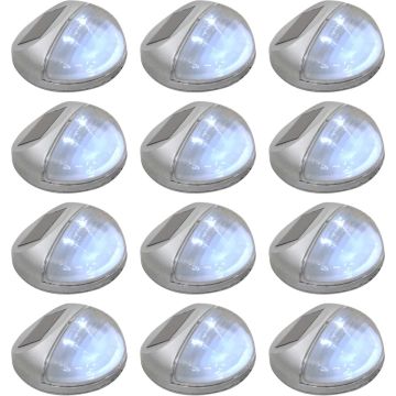 vidaXL LED-wandlampen solar rond zilver 12 st