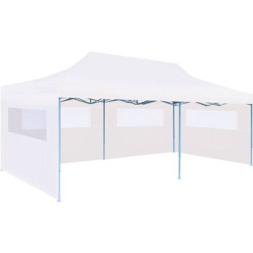vidaXL Partytent pop-up met zijwanden 3x6 m staal wit