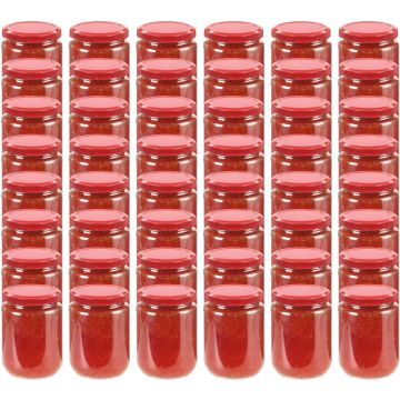 vidaXL Jampotten met rode deksels 48 st 230 ml glas