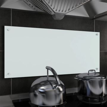 vidaXL Spatscherm keuken 90x40 cm gehard glas wit