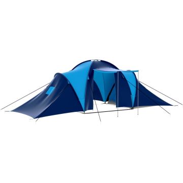 vidaXL Tent 9-persoons polyester donkerblauw en blauw