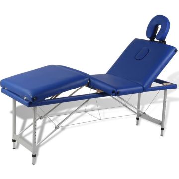 Inklapbare Massagetafel 4 delen Blauw met Draagtas - Opklapbare Massage tafel