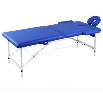Inklapbare Massagetafel 2 delen Blauw met Draagtas - Opklapbare Massage tafel