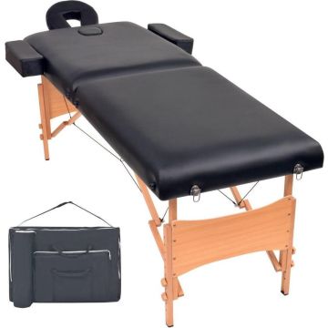 Inklapbare Massagetafel 10 cm dik 2 zones Zwart - Massage tafel