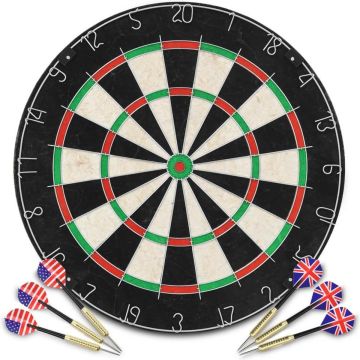 Dartbord professioneel met 6 darts sisal - Dartset