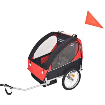 Fietskar voor Kinderen 30KG Rood Zwart - Aanhangwagen Fiets - Fiets bagage kar - Hondenfietskar - Kinderfietskar