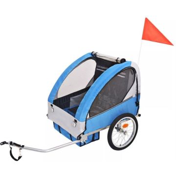 Fietskar voor Kinderen 30KG Grijs Blauw - Aanhangwagen Fiets - Fiets bagage kar - Hondenfietskar - Kinderfietskar