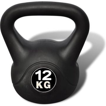 Kettlebell 12KG Zwart - Kettle Bell Fitness - Gewicht met handvat