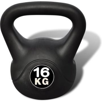 Kettlebell 16KG Zwart - Kettle Bell Fitness - Gewicht met handvat