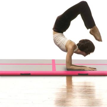 Gymnastiek mat met Pomp Opblaasbaar Roze 300x100x10 cm - Yoga mat - Pilates - Aerobics