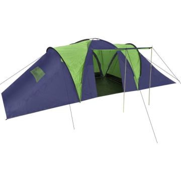 Campingtent Blauw Groen 9 persoons 590x400x185cm - Koepeltent - Kampeertent - Pop-up tent - Festivaltent