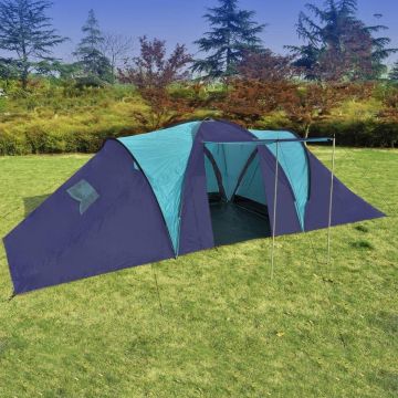 Campingtent Donkerblauw 9 persoons 590x400x185cm - Koepeltent - Kampeertent - Pop-up tent - Festivaltent