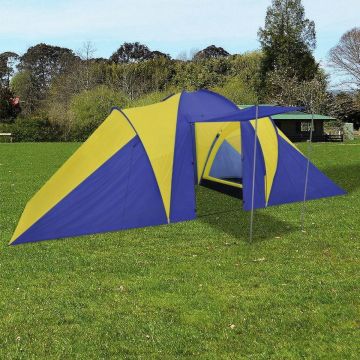 Campingtent Blauw Geel 6 persoons 580x240x200cm - Koepeltent - Kampeertent - Pop-up tent