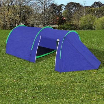 Campingtent Blauw 4 persoons 395x180x110cm - Koepeltent - Kampeertent - Pop-up tent