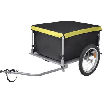 Fietskar Zwart met Tas 2 wielen 65kg - Aanhangwagen Fiets met opbergzak - Fiets bagage kar - Hondenfietskar