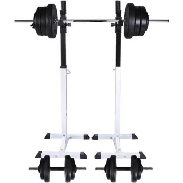 Squatrek - Squat Rack - Halter rek - Dumbbell Set - Gewichtheffen set - Dumbells - Barbell Stang - Halterstang