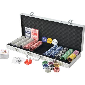 Pokerset met Koffer 500 Laser Chips - Poker chips set - Pokerset Alumunium Koffer