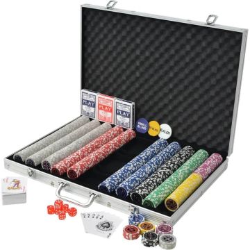 1 x Pokerset met Koffer 1000 Chips - Poker chips set - Pokerset Alumunium Koffer