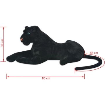 Grote Knuffel Zwarte Panter Pluche 146x39cm - Panter Speelgoed - Panter knuffels - Boerderij knuffels