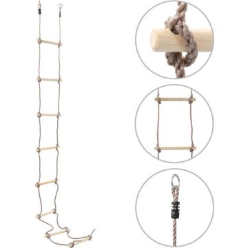 Touwladder Kinderen 290CM Hout - Klim ladder - Ladder touw kinderen