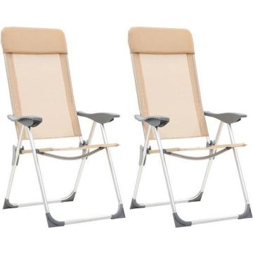 Inklapbare campingstoelen (INCL reisetui)Creme Beige 2 STUKS - Campingstoelen opvouwbaar Hoge rugleuning - Strandstoelen