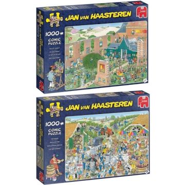 Jan van Haasteren - 2 stuks - De Kunstmarkt 1000 stukjes &amp; De Wijnmakerij 1000 stukjes