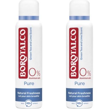 Borotalco Deo Spray - Pure Natural Freshness 0% - Voordeelverpakking 2 x 150 ml