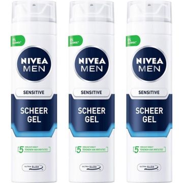 NIVEA Men Sensitive Scheergel - Voordeelverpakking 3 x 200 ml