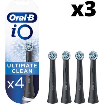 Oral-B iO Ultimate Clean Opzetborstels Zwart - 3 x 4 stuks - Voordeelverpakking
