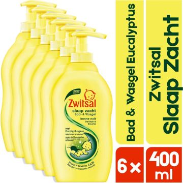 Zwitsal Slaap Zacht Bad- &amp; Wasgel Eucalyptus | 6 x 400ML | Voordeelverpakking