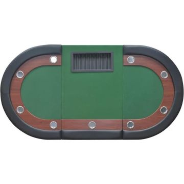 Pokertafel voor 10 personen met dealervak en fichebak groen (incl. vloerviltjes)