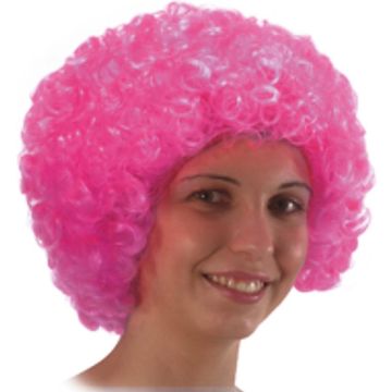 Carnival Toys Pruik Afro 32 Cm Synthetisch Roze One-size