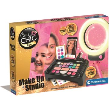 Clementoni Crazy Chic - Make Up Studio - Make Up Set voor Kinderen - met LED Ringlamp - Vanaf 10 jaar