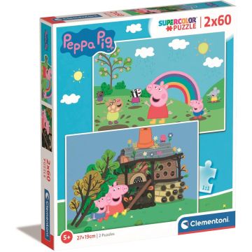 Clementoni - Puzzel 2X60 Stukjes Peppa Pig, Kinderpuzzels, 4-6 jaar, 21622