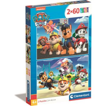 Clementoni - Puzzel 2X60 Stukjes Paw Patrol, Kinderpuzzels, 5-7 jaar, 21623