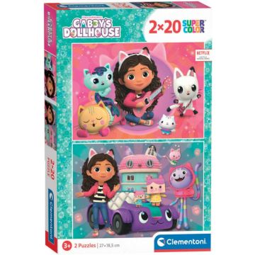 Clementoni - Puzzel 2X20 Stukjes Gabby'S Dollhouse, Kinderpuzzels, 3 jaar, 24802