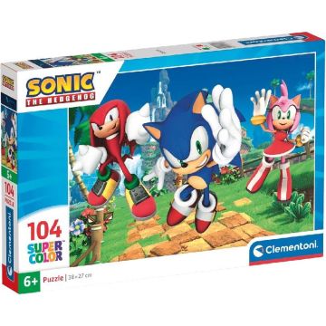 Clementoni - Puzzel 104 Stukjes Sonic, Kinderpuzzels, 6-8 jaar, 27256