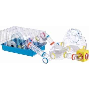 Ferplast Kooi Hamsterkooi Paula - Blauw - 46 x 29,5 x 24,5 cm