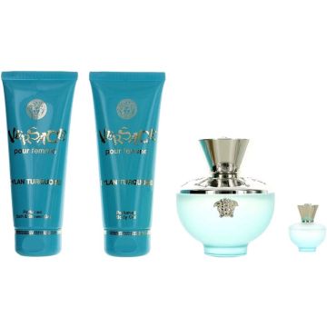 Versace Dylan Turquoise pour Femme Eau de Toilette 100ml + Body Lotion 100ml + Shower Gel 100ml + Cosmetic Bag GIFTSET