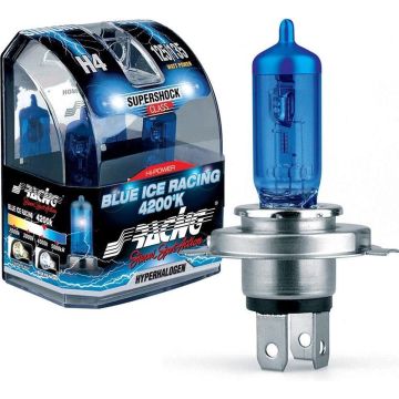 Simoni Racing Halogeen Lampen 'Blue Ice Racing' H4 (4200K) 12V/60-55W, set à 2 stuks ECE-R37