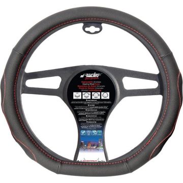 Simoni Racing Stuurwielhoes Compe 'Flat Bottom' - 37-39cm - Zwart + Rode stiksels
