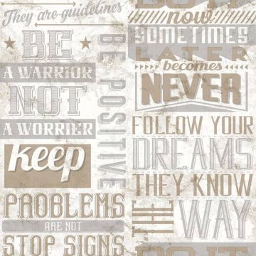 Noordwand-Behang-Friends-&amp;-Coffee-Words-and-Letters-metallic-en-beige