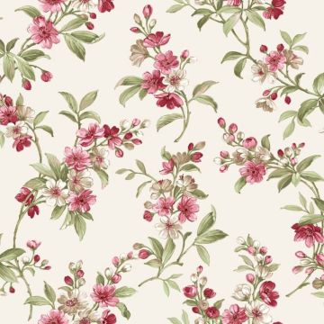 Blooming Garden 6 - Bloemen - Vliesbehang - Behang - Wanddecoratie - Rood - 0,53 x 10,05 M.